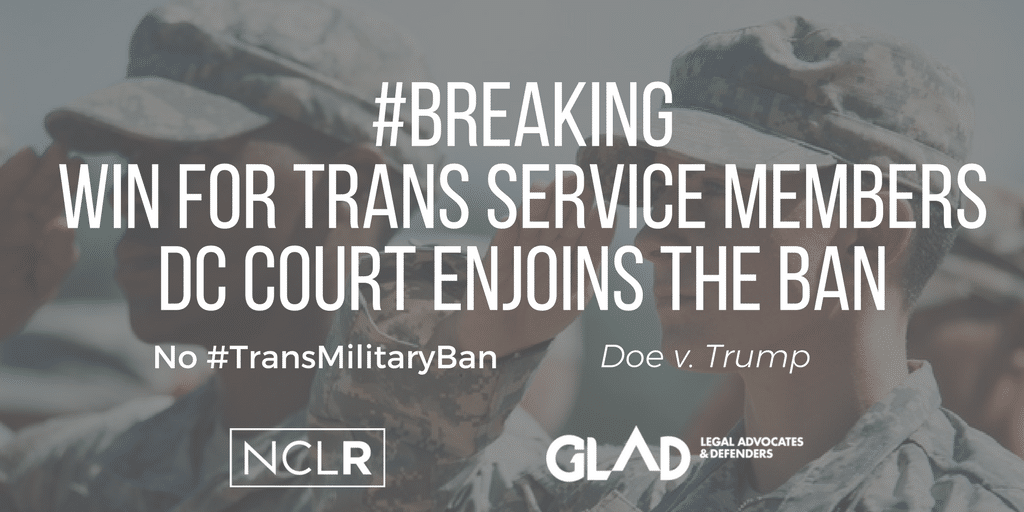 You are currently viewing GLAD, NCLR Join as Co-Counsel in Equality CA Lawsuit Against Transgender Military Ban